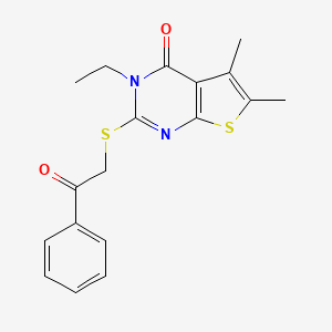 molecular formula C18H18N2O2S2 B4674491 3-ethyl-5,6-dimethyl-2-[(2-oxo-2-phenylethyl)thio]thieno[2,3-d]pyrimidin-4(3H)-one CAS No. 335399-66-1