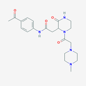 molecular formula C21H29N5O4 B4674493 N-(4-acetylphenyl)-2-{1-[(4-methyl-1-piperazinyl)acetyl]-3-oxo-2-piperazinyl}acetamide 
