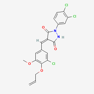 molecular formula C20H15Cl3N2O4 B4674494 4-[4-(allyloxy)-3-chloro-5-methoxybenzylidene]-1-(3,4-dichlorophenyl)-3,5-pyrazolidinedione 
