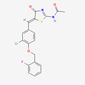 molecular formula C19H14ClFN2O3S B4674497 N-(5-{3-chloro-4-[(2-fluorobenzyl)oxy]benzylidene}-4-oxo-4,5-dihydro-1,3-thiazol-2-yl)acetamide 