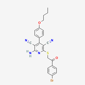 molecular formula C25H21BrN4O2S B4674525 2-amino-6-{[2-(4-bromophenyl)-2-oxoethyl]thio}-4-(4-butoxyphenyl)-3,5-pyridinedicarbonitrile 