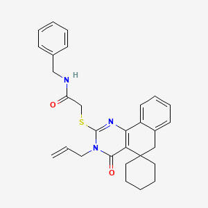 molecular formula C29H31N3O2S B4674533 2-[(3-allyl-4-oxo-4,6-dihydro-3H-spiro[benzo[h]quinazoline-5,1'-cyclohexan]-2-yl)thio]-N-benzylacetamide 