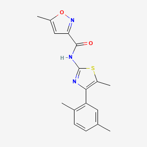 molecular formula C17H17N3O2S B4674535 N-[4-(2,5-dimethylphenyl)-5-methyl-1,3-thiazol-2-yl]-5-methyl-3-isoxazolecarboxamide 