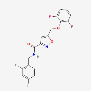 molecular formula C18H12F4N2O3 B4674562 N-(2,4-difluorobenzyl)-5-[(2,6-difluorophenoxy)methyl]-3-isoxazolecarboxamide 