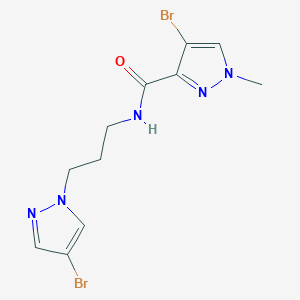 molecular formula C11H13Br2N5O B4674570 4-bromo-N-[3-(4-bromo-1H-pyrazol-1-yl)propyl]-1-methyl-1H-pyrazole-3-carboxamide 