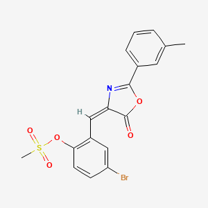 molecular formula C18H14BrNO5S B4674589 4-bromo-2-{[2-(3-methylphenyl)-5-oxo-1,3-oxazol-4(5H)-ylidene]methyl}phenyl methanesulfonate 