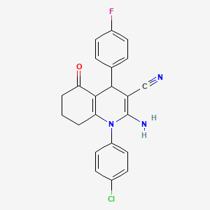 molecular formula C22H17ClFN3O B4674598 2-amino-1-(4-chlorophenyl)-4-(4-fluorophenyl)-5-oxo-1,4,5,6,7,8-hexahydro-3-quinolinecarbonitrile 