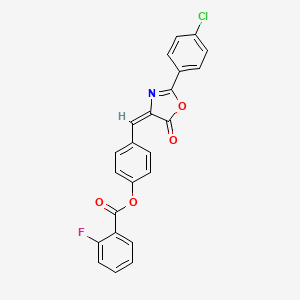 4-{[2-(4-chlorophenyl)-5-oxo-1,3-oxazol-4(5H)-ylidene]methyl}phenyl 2-fluorobenzoate