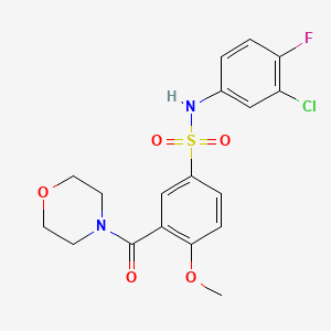 N-(3-chloro-4-fluorophenyl)-4-methoxy-3-(4-morpholinylcarbonyl)benzenesulfonamide