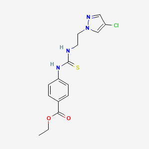 molecular formula C15H17ClN4O2S B4674670 ethyl 4-[({[2-(4-chloro-1H-pyrazol-1-yl)ethyl]amino}carbonothioyl)amino]benzoate 