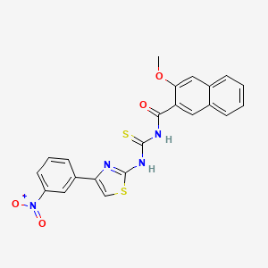 molecular formula C22H16N4O4S2 B4674680 3-methoxy-N-({[4-(3-nitrophenyl)-1,3-thiazol-2-yl]amino}carbonothioyl)-2-naphthamide 