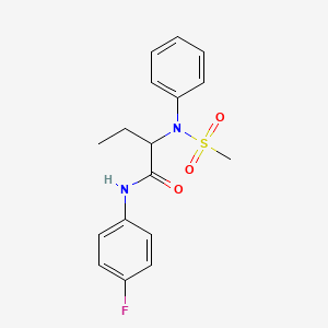 molecular formula C17H19FN2O3S B4674736 N-(4-fluorophenyl)-2-[(methylsulfonyl)(phenyl)amino]butanamide 