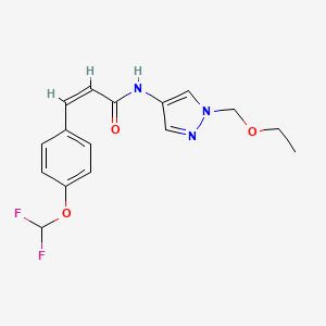 molecular formula C16H17F2N3O3 B4674764 3-[4-(difluoromethoxy)phenyl]-N-[1-(ethoxymethyl)-1H-pyrazol-4-yl]acrylamide 