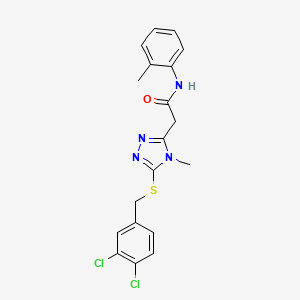 molecular formula C19H18Cl2N4OS B4674782 2-{5-[(3,4-dichlorobenzyl)thio]-4-methyl-4H-1,2,4-triazol-3-yl}-N-(2-methylphenyl)acetamide 