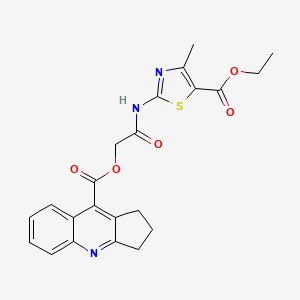 molecular formula C22H21N3O5S B4674828 2-{[5-(ethoxycarbonyl)-4-methyl-1,3-thiazol-2-yl]amino}-2-oxoethyl 2,3-dihydro-1H-cyclopenta[b]quinoline-9-carboxylate 