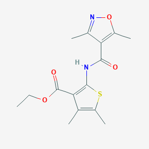 molecular formula C15H18N2O4S B4674831 ethyl 2-{[(3,5-dimethyl-4-isoxazolyl)carbonyl]amino}-4,5-dimethyl-3-thiophenecarboxylate 