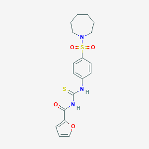 molecular formula C18H21N3O4S2 B467486 N-[4-(1-azepanylsulfonyl)phenyl]-N'-(2-furoyl)thiourea CAS No. 642957-52-6