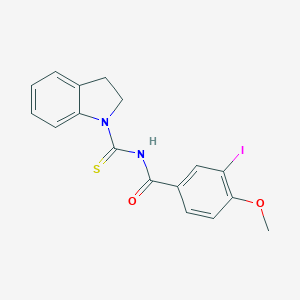 molecular formula C17H15IN2O2S B467490 N-(2,3-dihydro-1H-indol-1-ylcarbonothioyl)-3-iodo-4-methoxybenzamide CAS No. 642961-92-0