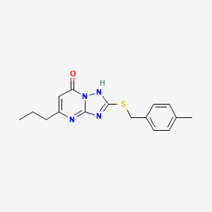 molecular formula C16H18N4OS B4674911 2-[(4-methylbenzyl)thio]-5-propyl[1,2,4]triazolo[1,5-a]pyrimidin-7(4H)-one 