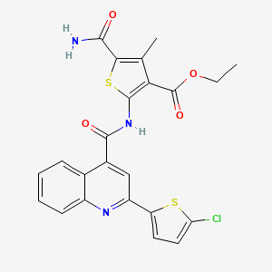 molecular formula C23H18ClN3O4S2 B4674956 ethyl 5-(aminocarbonyl)-2-({[2-(5-chloro-2-thienyl)-4-quinolinyl]carbonyl}amino)-4-methyl-3-thiophenecarboxylate 