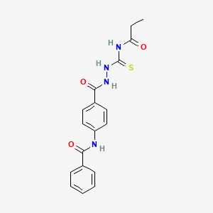 molecular formula C18H18N4O3S B4675001 N-[4-({2-[(propionylamino)carbonothioyl]hydrazino}carbonyl)phenyl]benzamide 