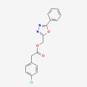 (5-phenyl-1,3,4-oxadiazol-2-yl)methyl (4-chlorophenyl)acetate