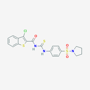 3-chloro-N-((4-(pyrrolidin-1-ylsulfonyl)phenyl)carbamothioyl)benzo[b]thiophene-2-carboxamide