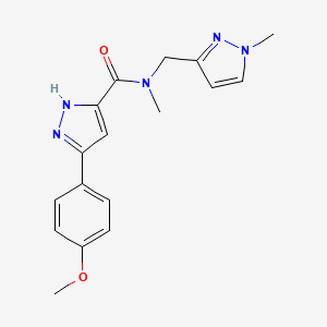 molecular formula C17H19N5O2 B4675031 5-(4-methoxyphenyl)-N-methyl-N-[(1-methyl-1H-pyrazol-3-yl)methyl]-1H-pyrazole-3-carboxamide 