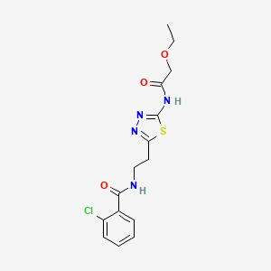 molecular formula C15H17ClN4O3S B4675134 2-chloro-N-(2-{5-[(ethoxyacetyl)amino]-1,3,4-thiadiazol-2-yl}ethyl)benzamide 