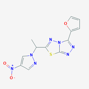 molecular formula C12H9N7O3S B4675143 3-(2-furyl)-6-[1-(4-nitro-1H-pyrazol-1-yl)ethyl][1,2,4]triazolo[3,4-b][1,3,4]thiadiazole 