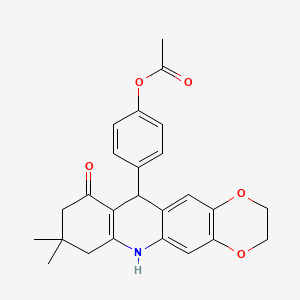 molecular formula C25H25NO5 B4675146 4-(8,8-dimethyl-10-oxo-2,3,6,7,8,9,10,11-octahydro[1,4]dioxino[2,3-b]acridin-11-yl)phenyl acetate 