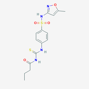molecular formula C15H18N4O4S2 B467519 4-{[(butyrylamino)carbothioyl]amino}-N-(5-methyl-3-isoxazolyl)benzenesulfonamide CAS No. 500201-42-3