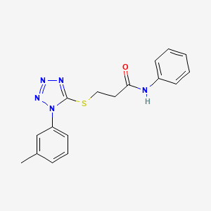 molecular formula C17H17N5OS B4675204 3-{[1-(3-methylphenyl)-1H-tetrazol-5-yl]thio}-N-phenylpropanamide 