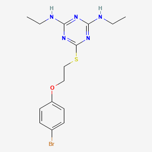 molecular formula C15H20BrN5OS B4675209 6-{[2-(4-bromophenoxy)ethyl]thio}-N,N'-diethyl-1,3,5-triazine-2,4-diamine 
