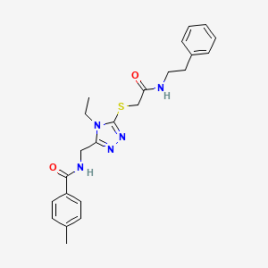 molecular formula C23H27N5O2S B4675225 N-{[4-ethyl-5-({2-oxo-2-[(2-phenylethyl)amino]ethyl}thio)-4H-1,2,4-triazol-3-yl]methyl}-4-methylbenzamide 