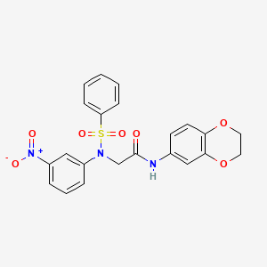 molecular formula C22H19N3O7S B4675233 N~1~-(2,3-dihydro-1,4-benzodioxin-6-yl)-N~2~-(3-nitrophenyl)-N~2~-(phenylsulfonyl)glycinamide 