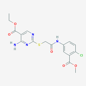 molecular formula C17H17ClN4O5S B4675236 ethyl 4-amino-2-[(2-{[4-chloro-3-(methoxycarbonyl)phenyl]amino}-2-oxoethyl)thio]-5-pyrimidinecarboxylate 