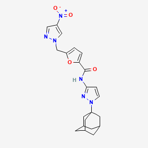 molecular formula C22H24N6O4 B4675238 N-[1-(1-adamantyl)-1H-pyrazol-3-yl]-5-[(4-nitro-1H-pyrazol-1-yl)methyl]-2-furamide 
