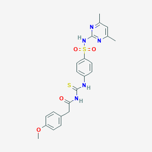 molecular formula C22H23N5O4S2 B467524 N-({4-[(4,6-dimethylpyrimidin-2-yl)sulfamoyl]phenyl}carbamothioyl)-2-(4-methoxyphenyl)acetamide CAS No. 642971-03-7