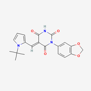 molecular formula C20H19N3O5 B4675267 1-(1,3-benzodioxol-5-yl)-5-[(1-tert-butyl-1H-pyrrol-2-yl)methylene]-2,4,6(1H,3H,5H)-pyrimidinetrione 