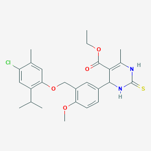 molecular formula C26H31ClN2O4S B4675280 ethyl 4-{3-[(4-chloro-2-isopropyl-5-methylphenoxy)methyl]-4-methoxyphenyl}-6-methyl-2-thioxo-1,2,3,4-tetrahydro-5-pyrimidinecarboxylate 