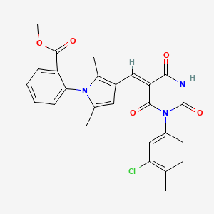 molecular formula C26H22ClN3O5 B4675291 methyl 2-(3-{[1-(3-chloro-4-methylphenyl)-2,4,6-trioxotetrahydro-5(2H)-pyrimidinylidene]methyl}-2,5-dimethyl-1H-pyrrol-1-yl)benzoate 