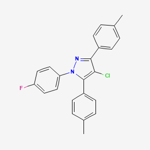 molecular formula C23H18ClFN2 B4675294 4-chloro-1-(4-fluorophenyl)-3,5-bis(4-methylphenyl)-1H-pyrazole 
