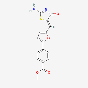 molecular formula C16H12N2O4S B4675345 methyl 4-{5-[(2-imino-4-oxo-1,3-thiazolidin-5-ylidene)methyl]-2-furyl}benzoate 