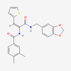 molecular formula C24H22N2O4S B4675348 N-[1-{[(1,3-benzodioxol-5-ylmethyl)amino]carbonyl}-2-(2-thienyl)vinyl]-3,4-dimethylbenzamide 