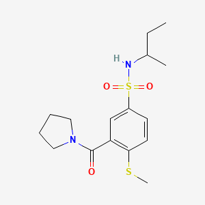 molecular formula C16H24N2O3S2 B4675425 N-(sec-butyl)-4-(methylthio)-3-(1-pyrrolidinylcarbonyl)benzenesulfonamide 