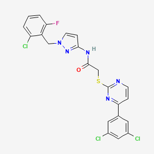 molecular formula C22H15Cl3FN5OS B4675435 N-[1-(2-chloro-6-fluorobenzyl)-1H-pyrazol-3-yl]-2-{[4-(3,5-dichlorophenyl)-2-pyrimidinyl]thio}acetamide 