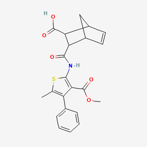 molecular formula C22H21NO5S B4675451 3-({[3-(methoxycarbonyl)-5-methyl-4-phenyl-2-thienyl]amino}carbonyl)bicyclo[2.2.1]hept-5-ene-2-carboxylic acid 
