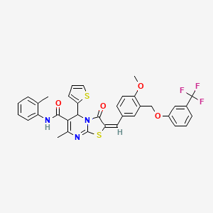 molecular formula C35H28F3N3O4S2 B4675480 2-(4-methoxy-3-{[3-(trifluoromethyl)phenoxy]methyl}benzylidene)-7-methyl-N-(2-methylphenyl)-3-oxo-5-(2-thienyl)-2,3-dihydro-5H-[1,3]thiazolo[3,2-a]pyrimidine-6-carboxamide 