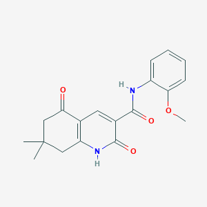 molecular formula C19H20N2O4 B4675486 N-(2-methoxyphenyl)-7,7-dimethyl-2,5-dioxo-1,2,5,6,7,8-hexahydro-3-quinolinecarboxamide 